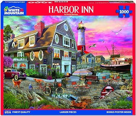 Amazon White Mountain Puzzles Harbor Inn 1000 Piece Jigsaw