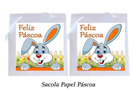 Sacola Personalizada Feliz Páscoa Sacola Papel Páscoa Elo7