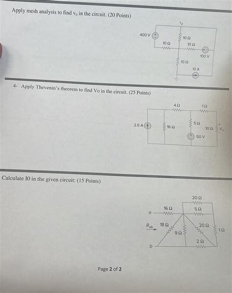 Solved Apply Mesh Analysis To Find V0 In The Circuit 20