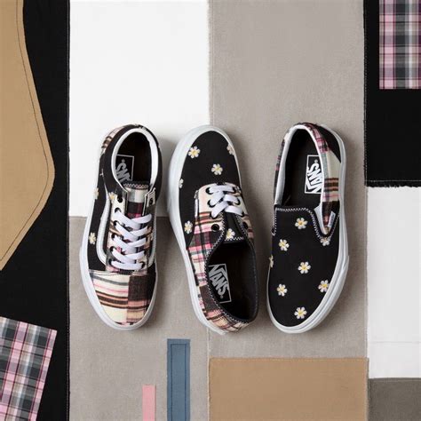 Vans Authentic Classic Slip On Old Skool Floral Plaid Patchwork