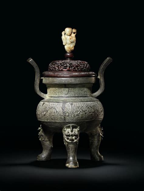 Wood Cover Censer China Jade Carving Incense Burner Chinese Art