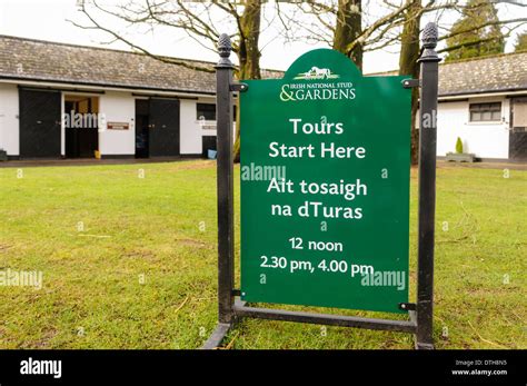 Sign At The Irish National Stud And Gardens For Guided Tours Stock