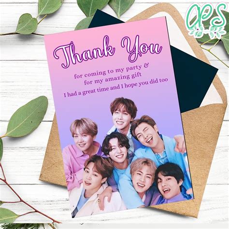 Bts Thank you card Customizable Template DIY | CustomPartyShirts Studio