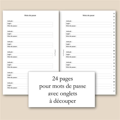 Carnet De Mots De Passe Pdf Imprimer Etsy France