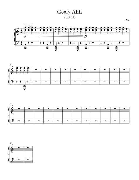 Goofy Ahh Sheet Music For Piano Solo Easy