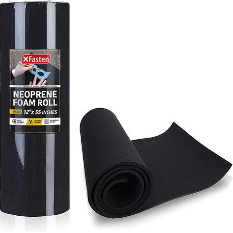 Xfasten Neoprene Sponge Foam Rubber Sheet Roll Black 1 4 Inch Thick 12 Inches X 55 Inches