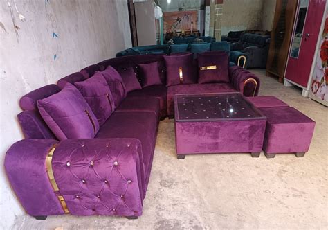 Blue Wooden Modern Luxury Living Room 7 Seater Sofa Set at ₹ 40000/set ...