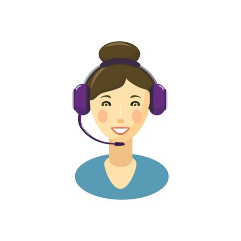 call center smiling operator  headset icon  vector art
