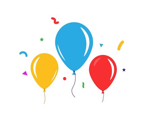 Colorful Party Balloons And Confetti Celebration Balloon In Cartoon