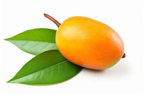 Premium Photo Ripe Mango With Green Leaf Isolated On White