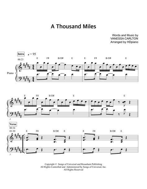 A Thousand Miles | Sheet Music Direct