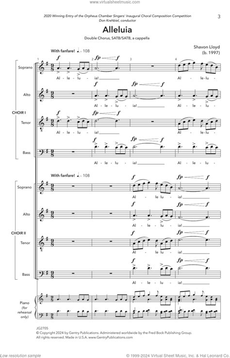 Shavon Lloyd Alleluia Sheet Music For Choir Satb Soprano Alto