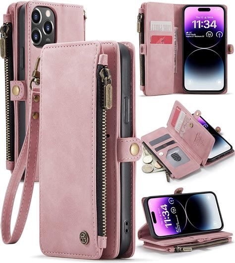 Defencase Wallet Case Compatible With Iphone 14 Pro With Rfid Blocking Card Holder For Women And