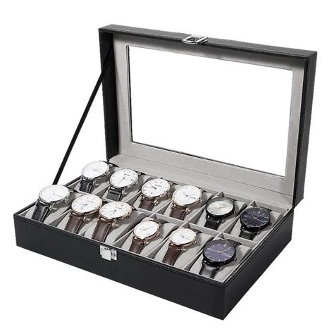 UTEN Boîte à Montres avec 12 Compartiments Écrin à Montres Boîte de