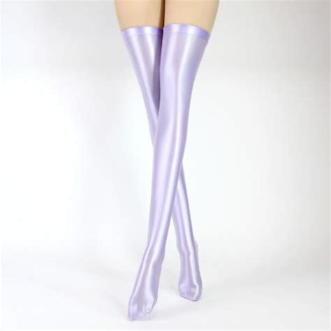 Women Glossy Sexy Thigh Highs Stockings Nylon Spandex Stretch Shiny