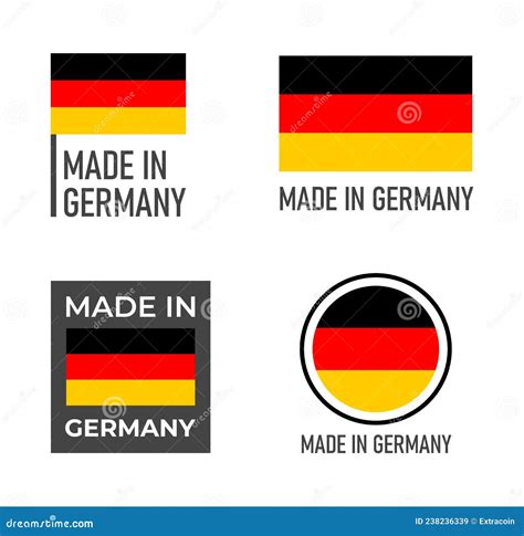 Made In Germany Labels Set German Product Emblem Stock Vector