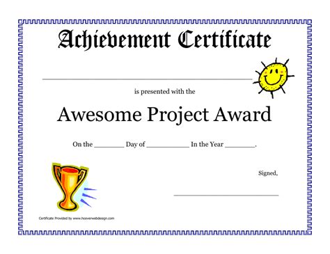 Awesome Project Award Certificate Template Download Printable Pdf