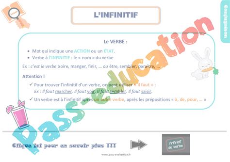 Evaluation Infinitif Cycle Bilan Et Controle Corrig Pdf Imprimer