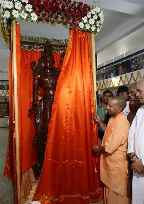 Up Cm Yogi Unveils 7 Foot Ram Statue In His Maiden Visit To Ayodhya