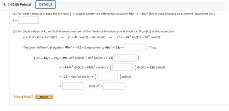 Solved A For What Values Of K Does The Function Y Cos Kt Chegg