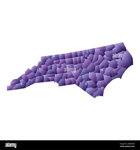 North Carolina Map Geometric Style Us State Outline With Counties Creative Violet Vector