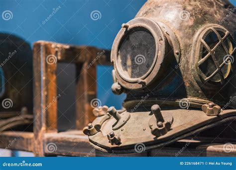 A Group Of Old Metal Diving Helmet Stock Image Image Of Historical