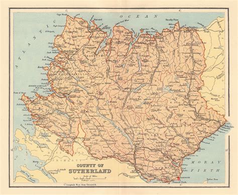 SUTHERLANDSHIRE Antique County Map Parishes Scotland LIZARS 1895 Old