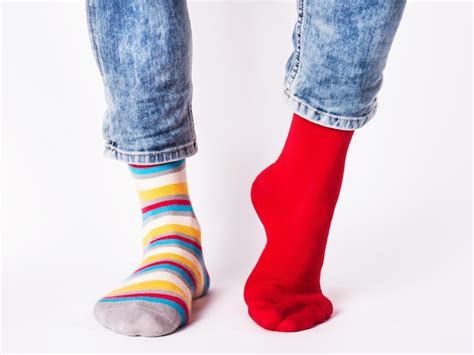 Premium Photo Men S Legs And Bright Socks Without Shoes