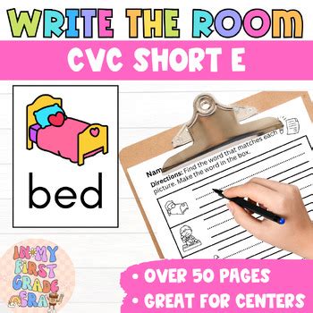 Write The Room CVC Short E Words Phonics Centers Activities