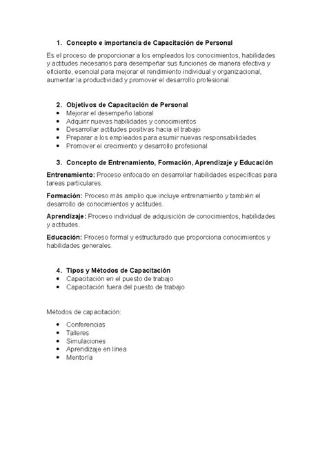 Capacitacion de personal - Concepto e importancia de Capacitación de