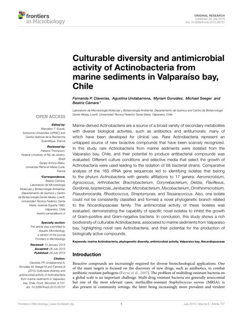 Pdf Culturable Diversity And Antimicrobial Activity Of Actinobacteria