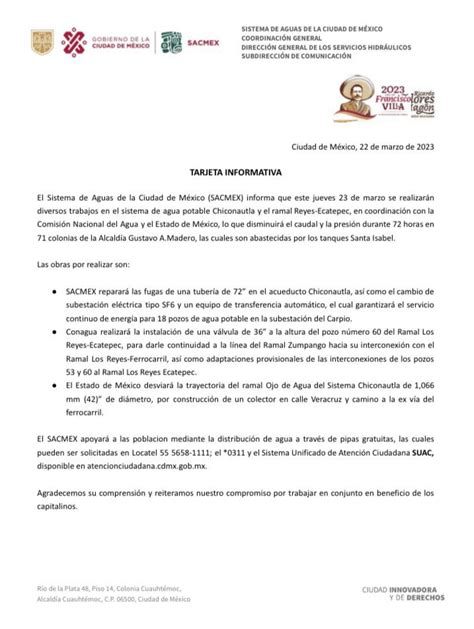 Cuáles Son Las Colonias De La Gam Que Se Quedarán Sin Agua Hasta El 26 De Marzo Infobae