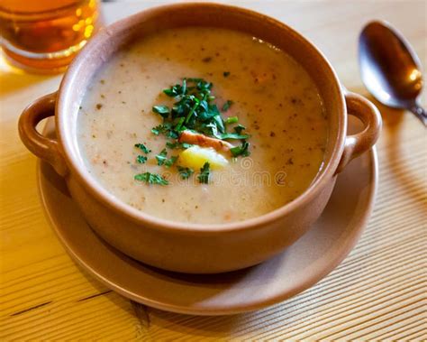 Polish soup zurek with egg stock photo. Image of pottage - 261283824