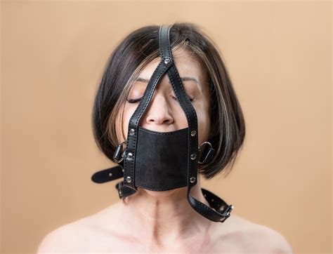 Panel Gag Harness Bdsm Gag Mask With Breathable Plastic Ball On The