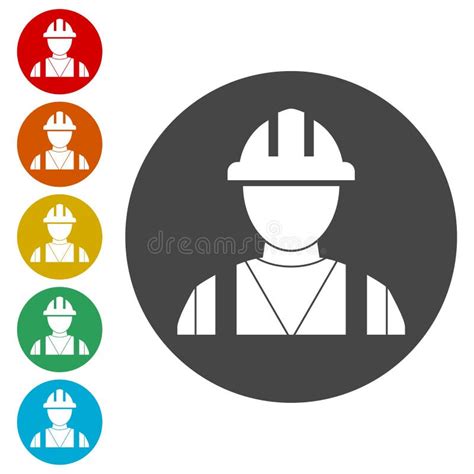 Contractor Icon Workers Icon Stock Vector Illustration Of Color