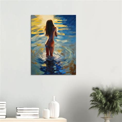 Canvas Print A Naked Woman In The Water At Sunset Wall Art Sunset