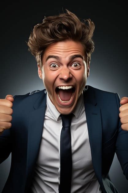 Premium Ai Image Very Happy Businessman On Black Studio Background