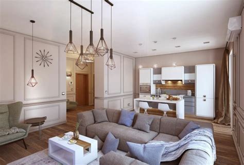 Современное освещение в кухне-гостиной: световой дизайн, зонирование ...