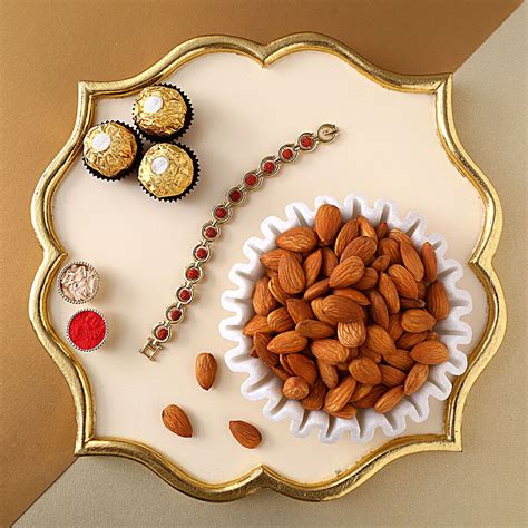 Sneh Rudraksh Rakhi With Almonds Ferrero Rocher Usa Gift Sneh