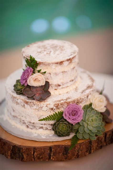 Naked Cake With Added Succulent Accents Cake Topsfieldbakeshop