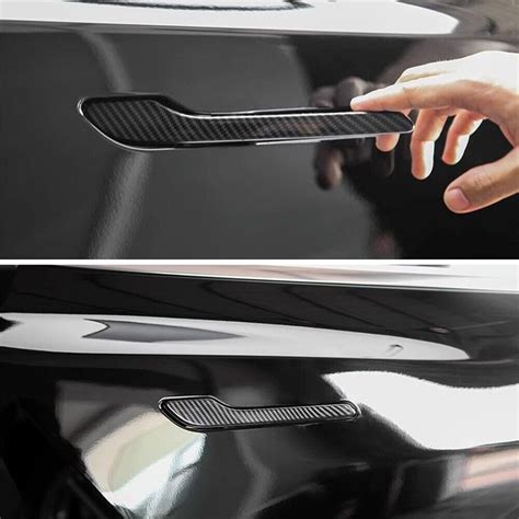 Carbon Fiber Door Handle Cover For Tesla Model 3 Model Y 2021 2023