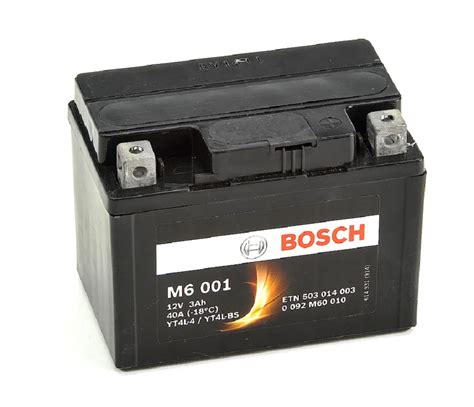 Bosch M6001 Bater A De Moto Motocicleta YT4L BS 12V AGM 3Ah 40A 11 4x7