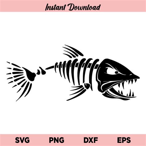 Angry Fish Skeleton Svg Angry Fish Skeleton Svg Cut File Angry Fish