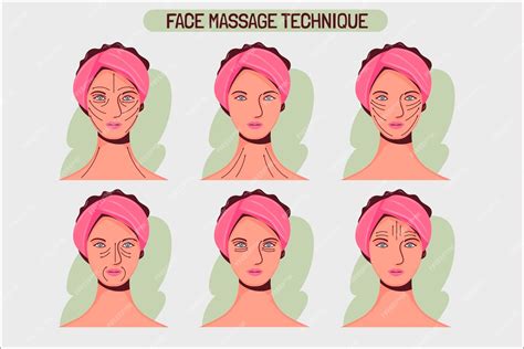 Technique De Massage Facial Dessiné à La Main Vecteur Gratuite