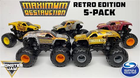 SPIN MASTER MONSTER JAM MAX D RETRO EDITION 5 PACK YouTube