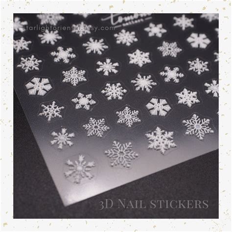 3D White Snowflake Nail Stickers, Self-adhesive Snow Nail Decals, 5D ...