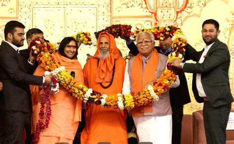 Haryana Chief Minister Manohar Lal With Sadhvi Ritambhara And Other