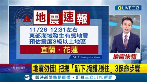 三立最新 12 31左右東部海域發生有感地震 預估震度3級以上地區 宜蘭 花蓮｜【live大現場】20231126｜三立新聞台 Youtube