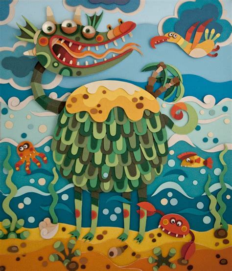 Paper Monsters On Behance Paper Art Craft Construction Paper Art Paper Collage Art