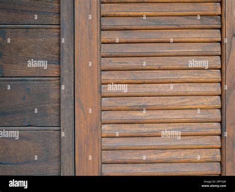 Wooden Window With Brown Shutters Background Close Up Pattern Texture